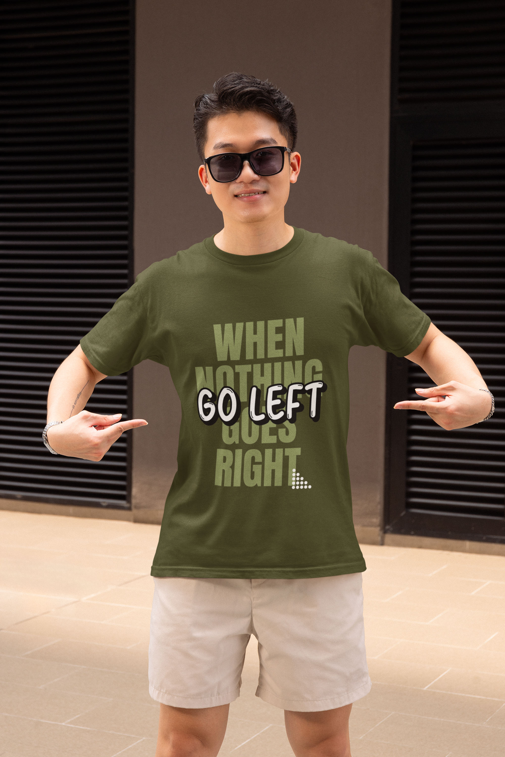 Olive Green Typography T-Shirt