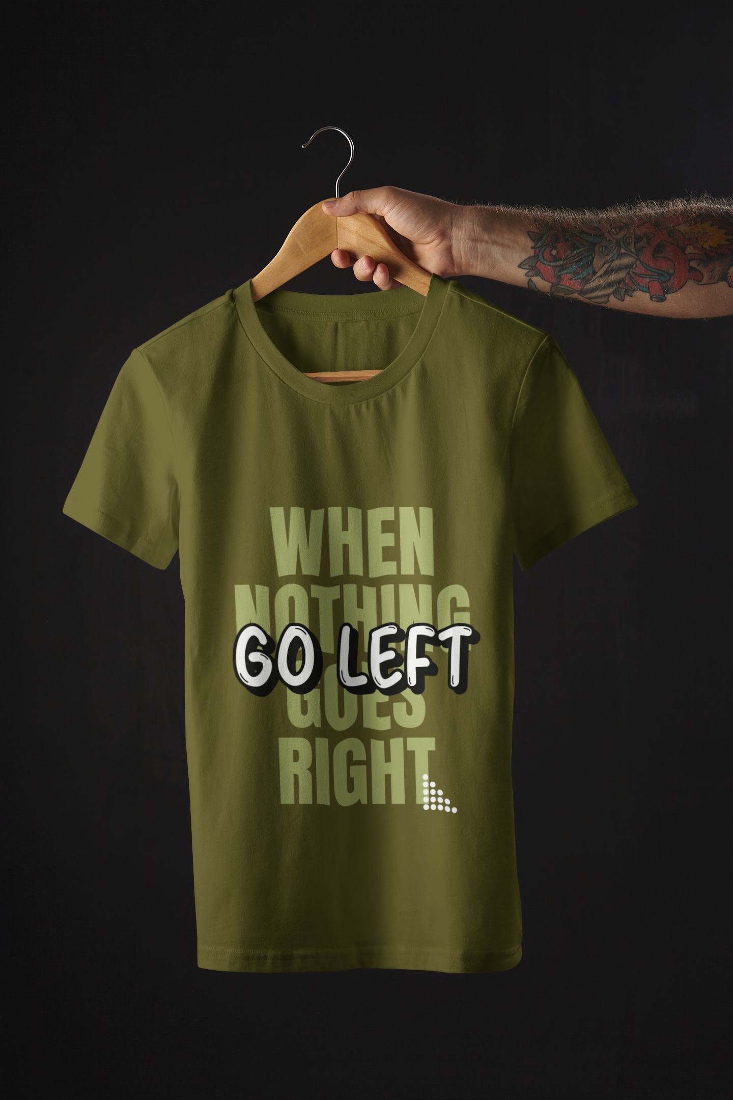 Olive Green Typography T-Shirt